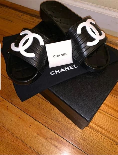 chanel jelly slides black and white|Chanel slides price.